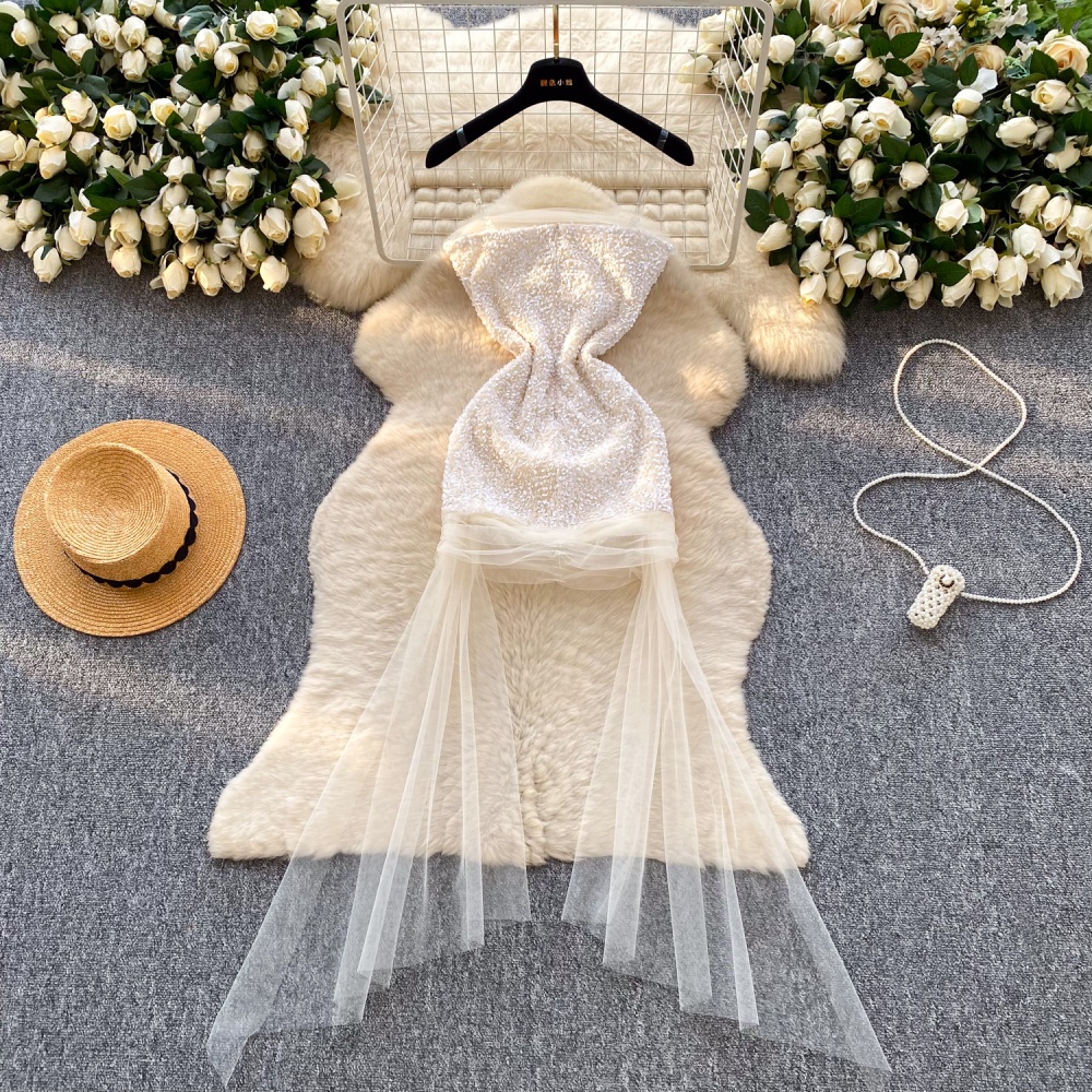 Commuting gauze A-line summer splice dress for women