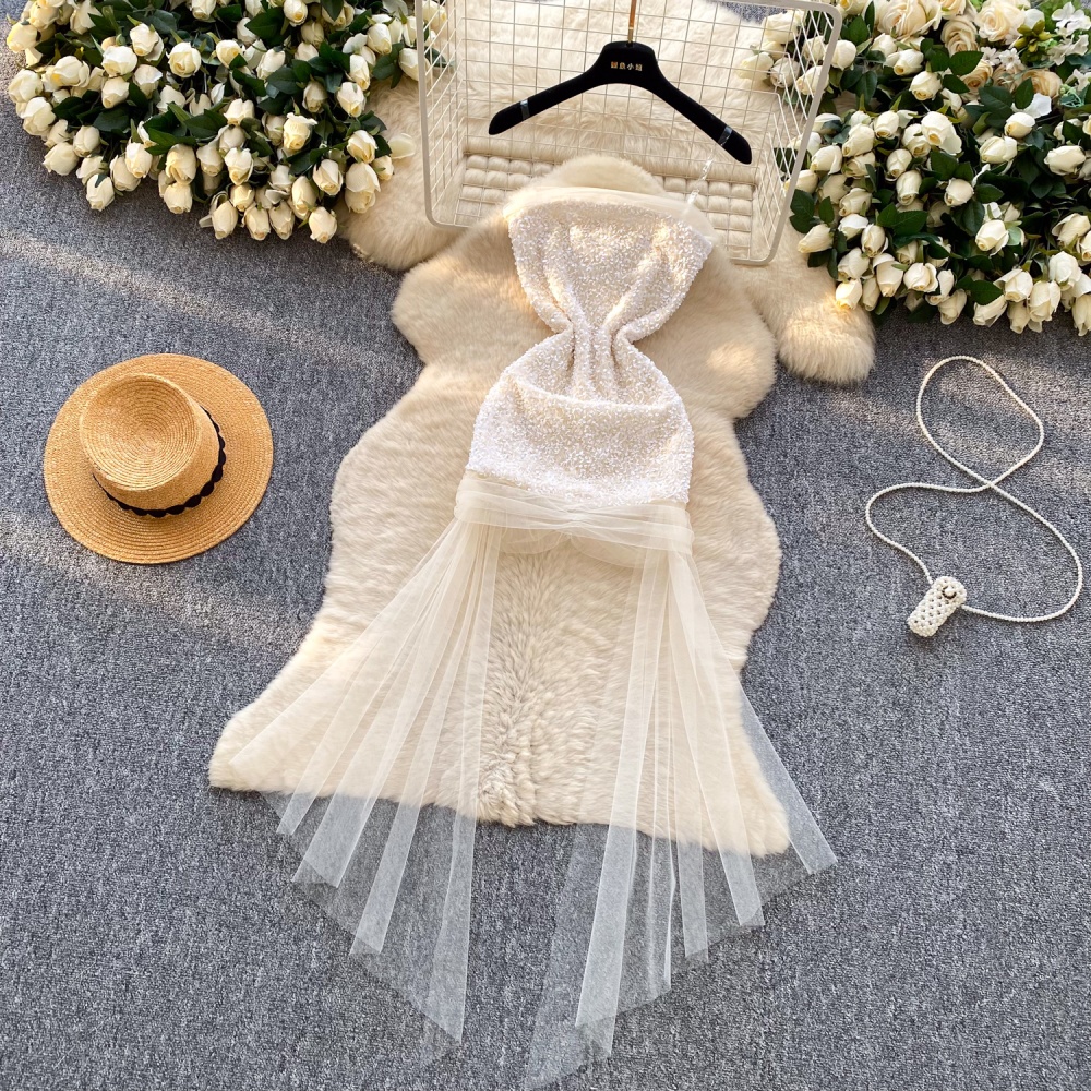 Commuting gauze A-line summer splice dress for women