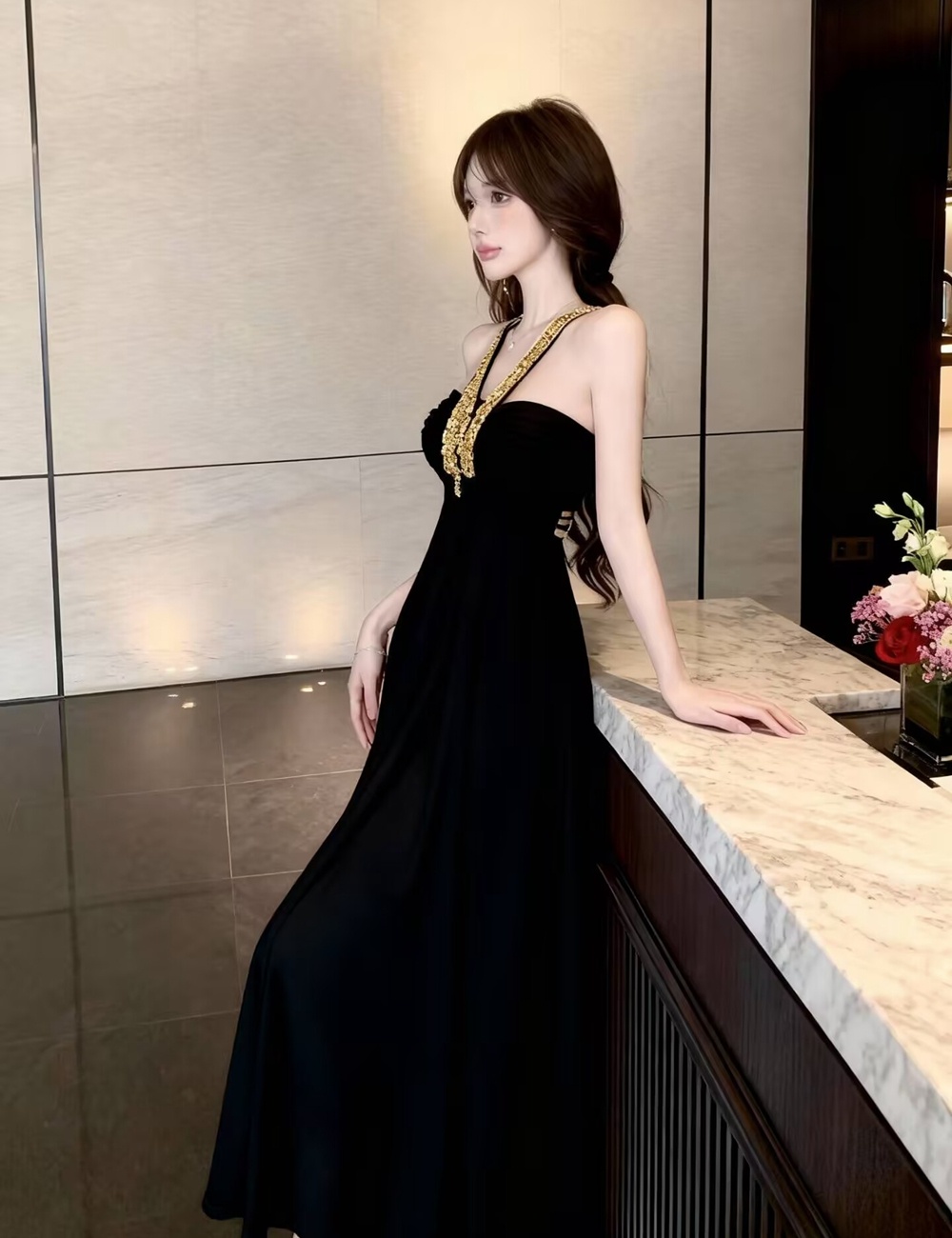 France style formal dress sexy long dress for women
