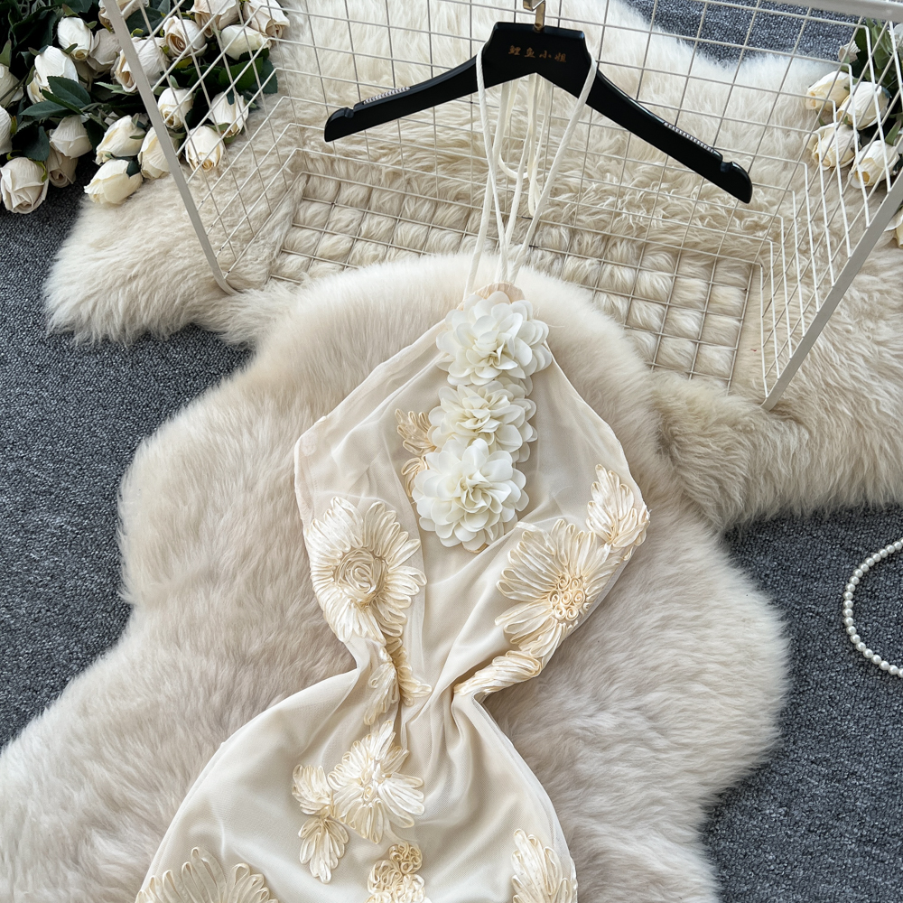 Slim temperament dress flowers France style long dress