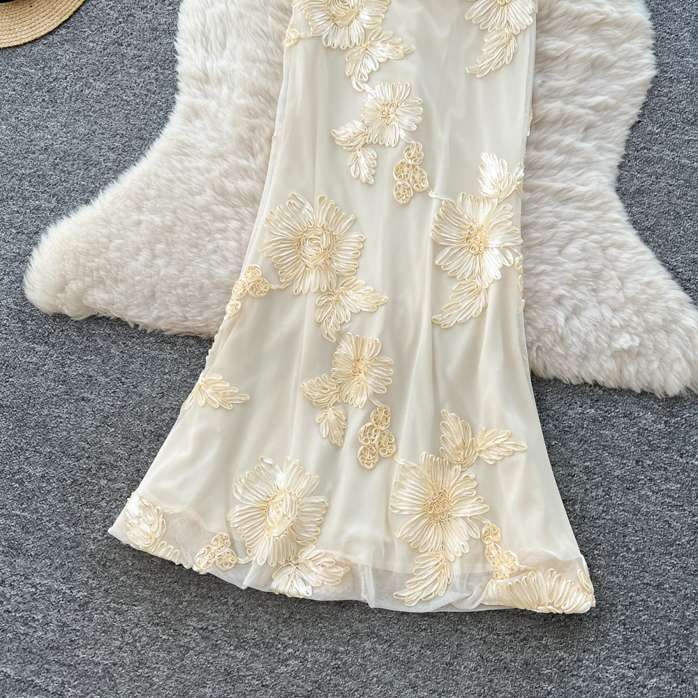 Slim temperament dress flowers France style long dress