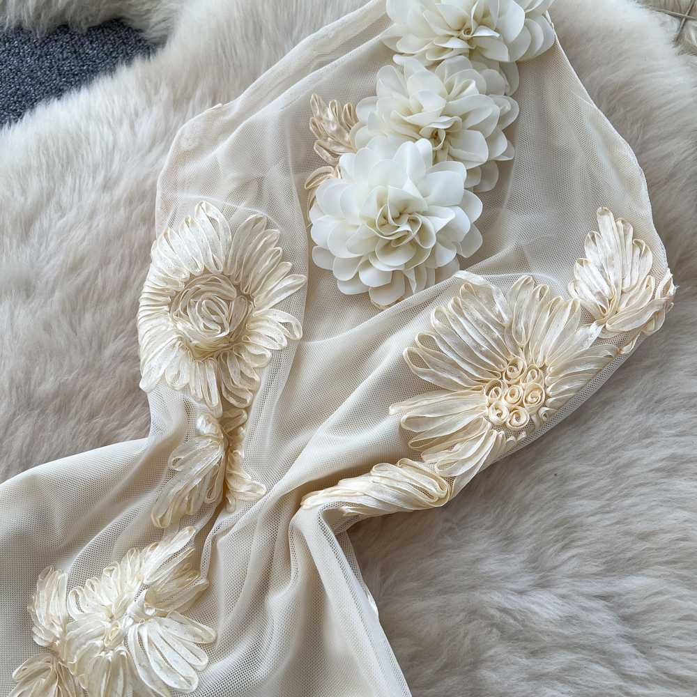 Slim temperament dress flowers France style long dress