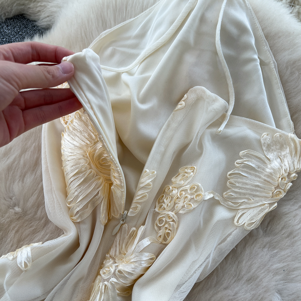 Slim temperament dress flowers France style long dress