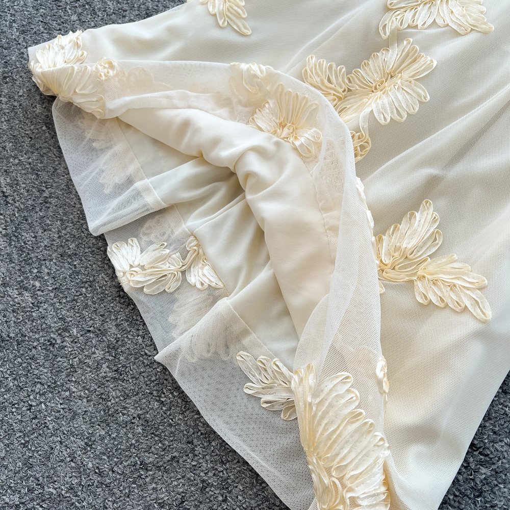 Slim temperament dress flowers France style long dress