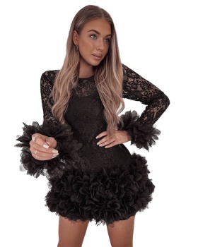 Round neck European style dress lace T-back