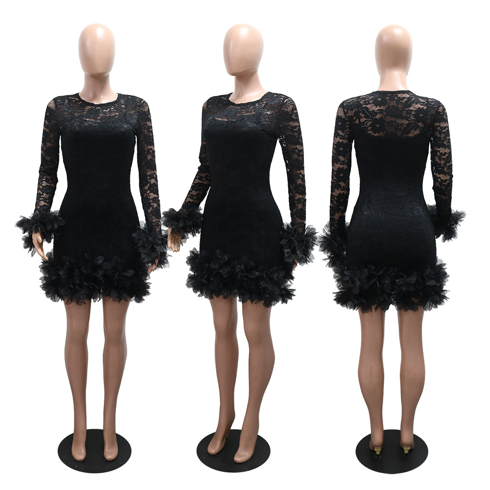 Round neck European style dress lace T-back