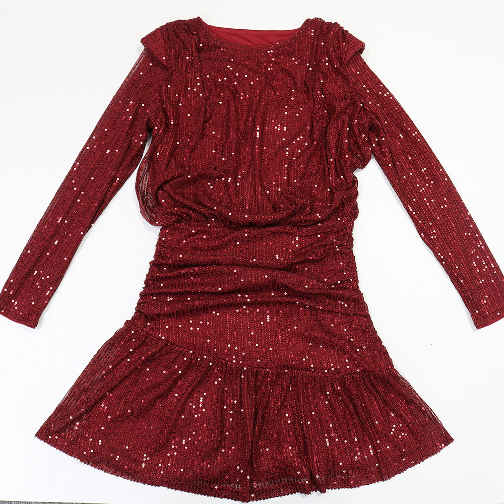 Long sleeve round neck dress Casual T-back for women