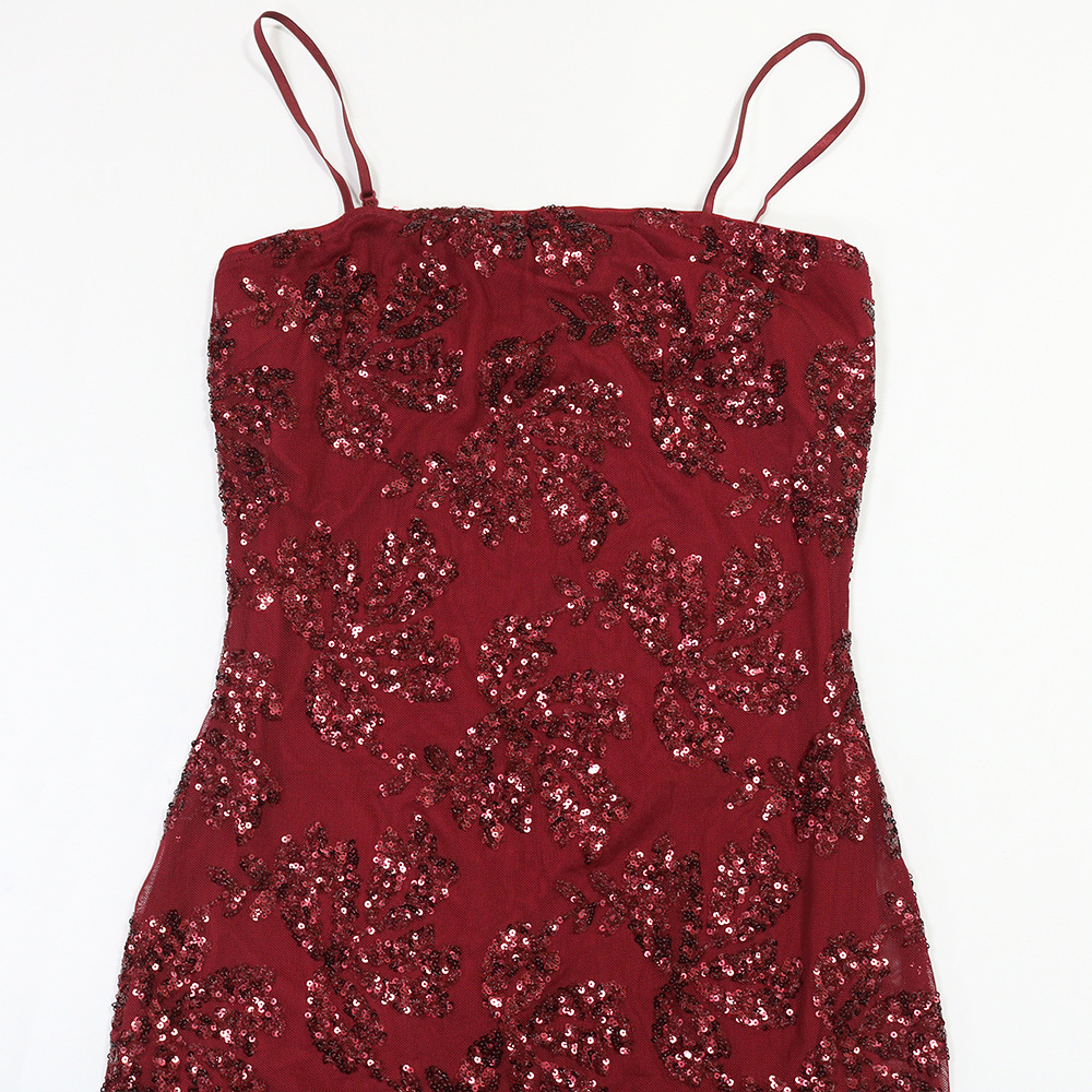 Fashion sequins long dress split dress for women