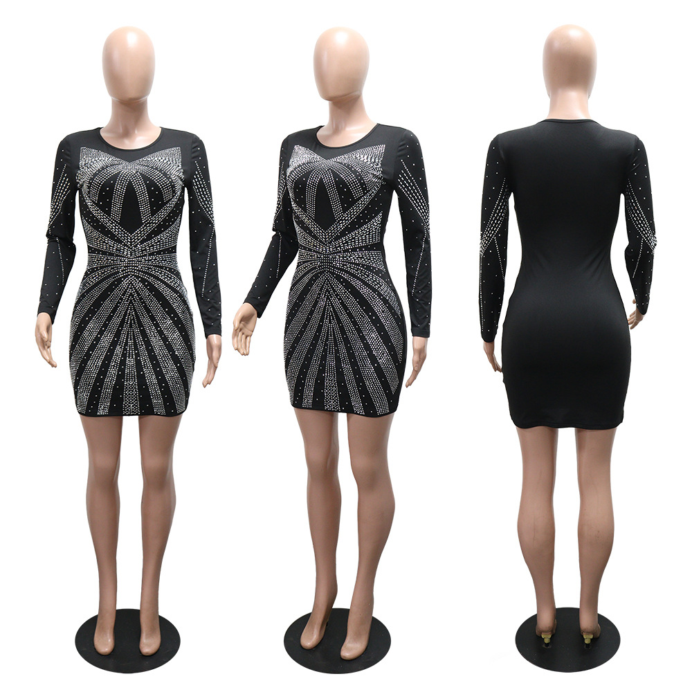 Fashion slim long sleeve European style dress for women