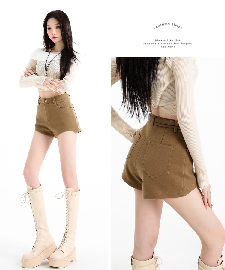 Bottoming wears outside slim boots pants woolen high waist shorts