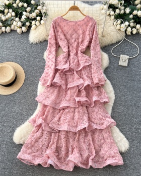 Pinched waist romantic long dress twining dress for women