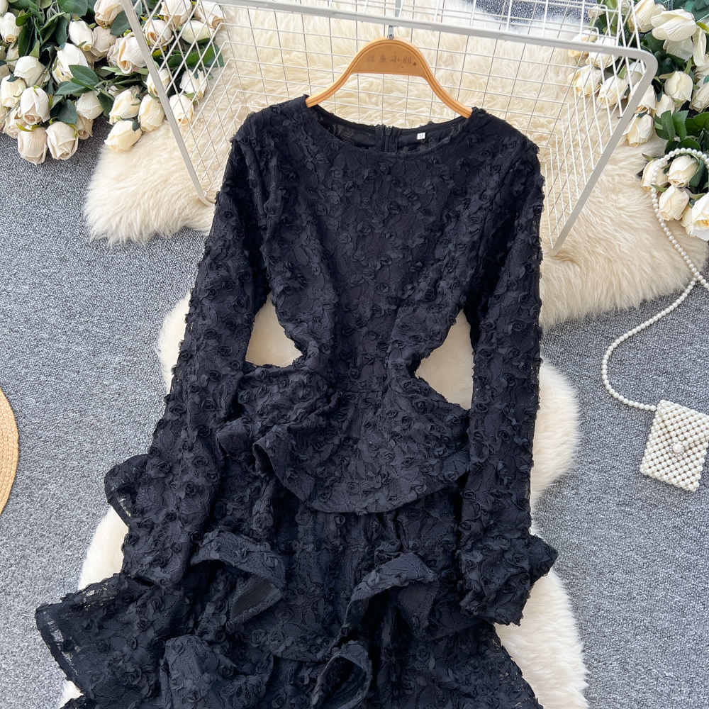 Pinched waist romantic long dress twining dress for women