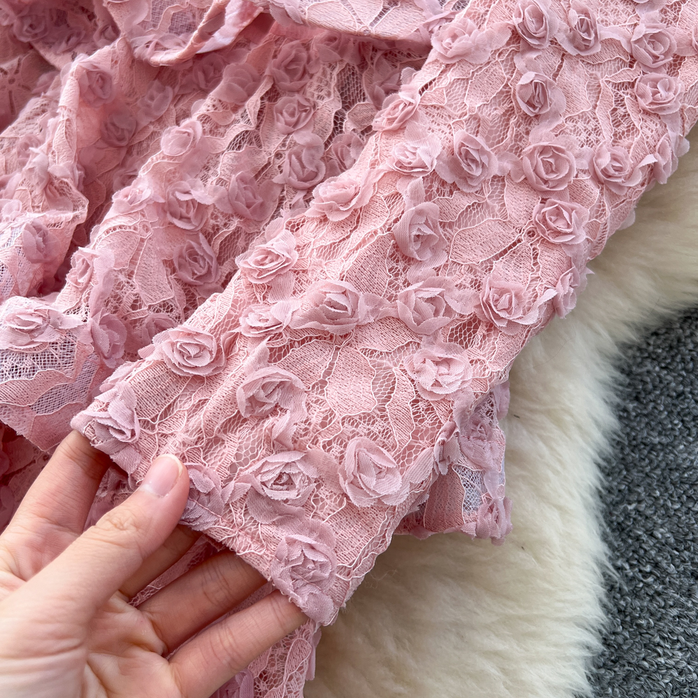 Pinched waist romantic long dress twining dress for women