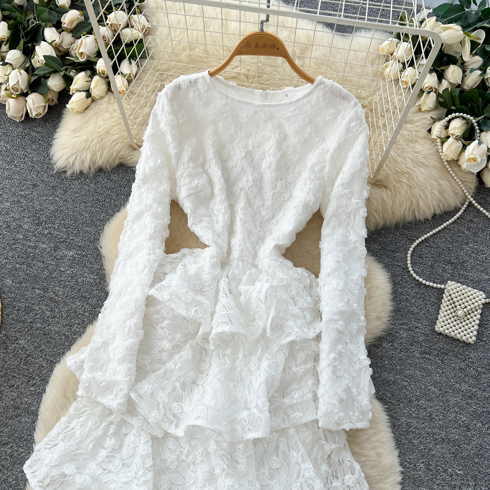 Pinched waist romantic long dress twining dress for women