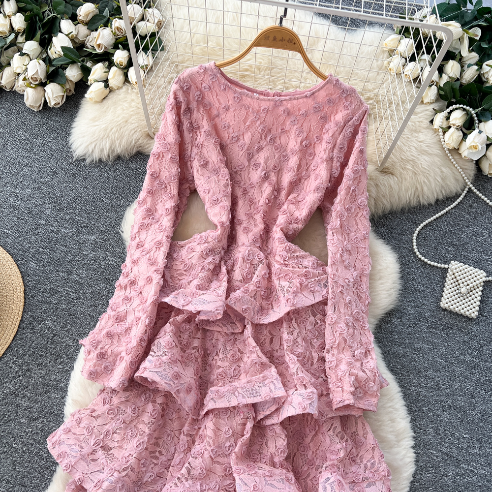 Pinched waist romantic long dress twining dress for women
