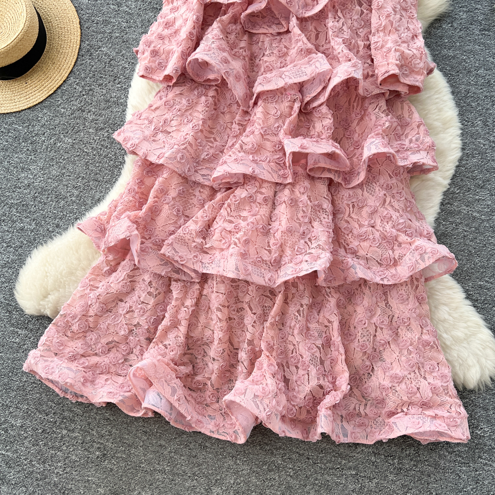 Pinched waist romantic long dress twining dress for women