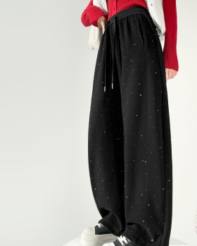 Drape cashmere pants plus velvet wide leg pants for women