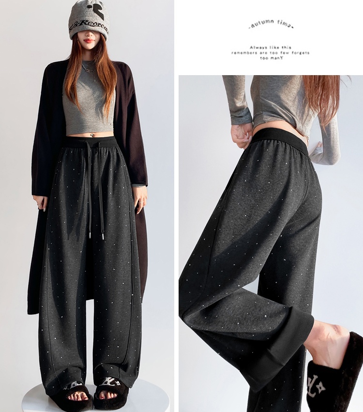 Drape cashmere pants plus velvet wide leg pants for women