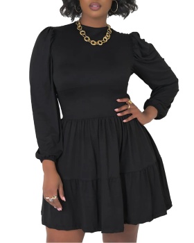 Spring autumn and winter round neck pure dress