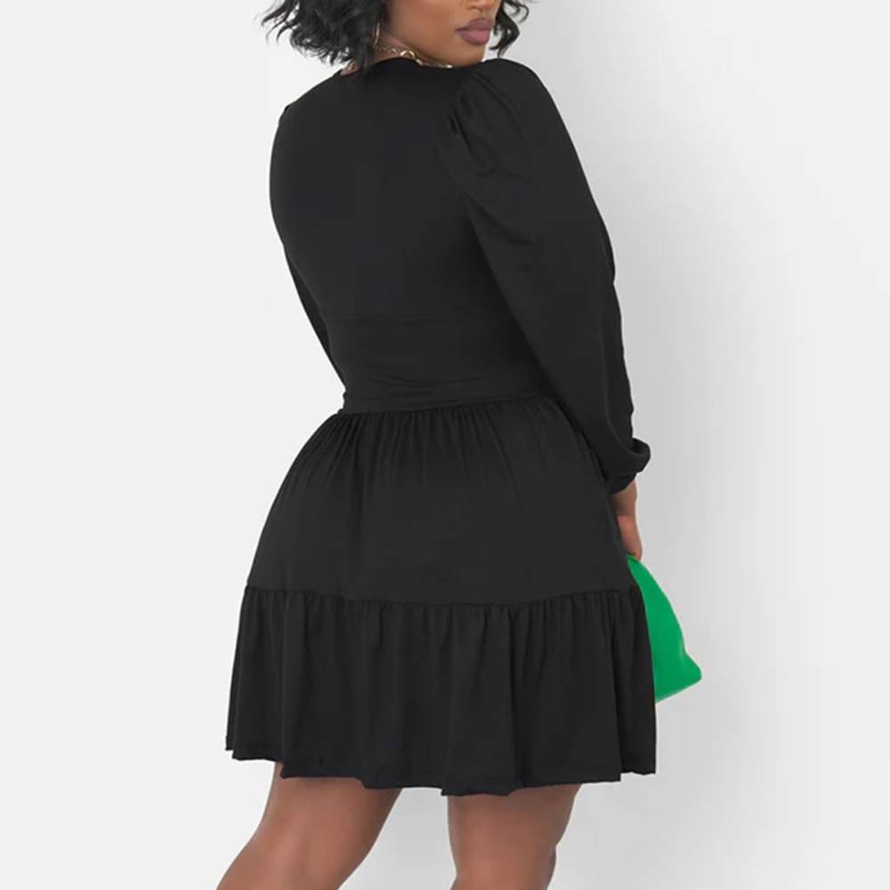 Spring autumn and winter round neck pure dress