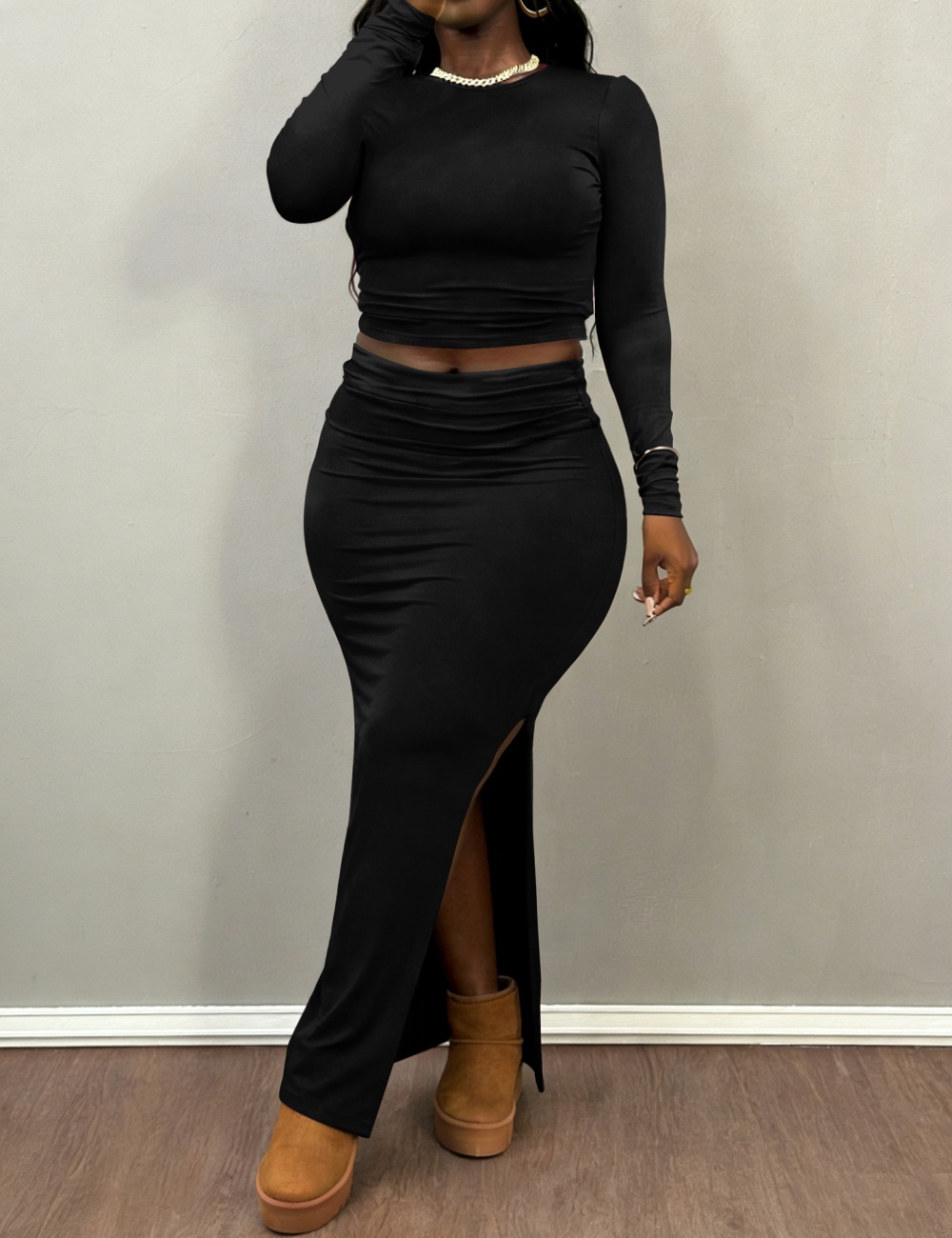 Large yard spicegirl tops Casual skirt 2pcs set for women