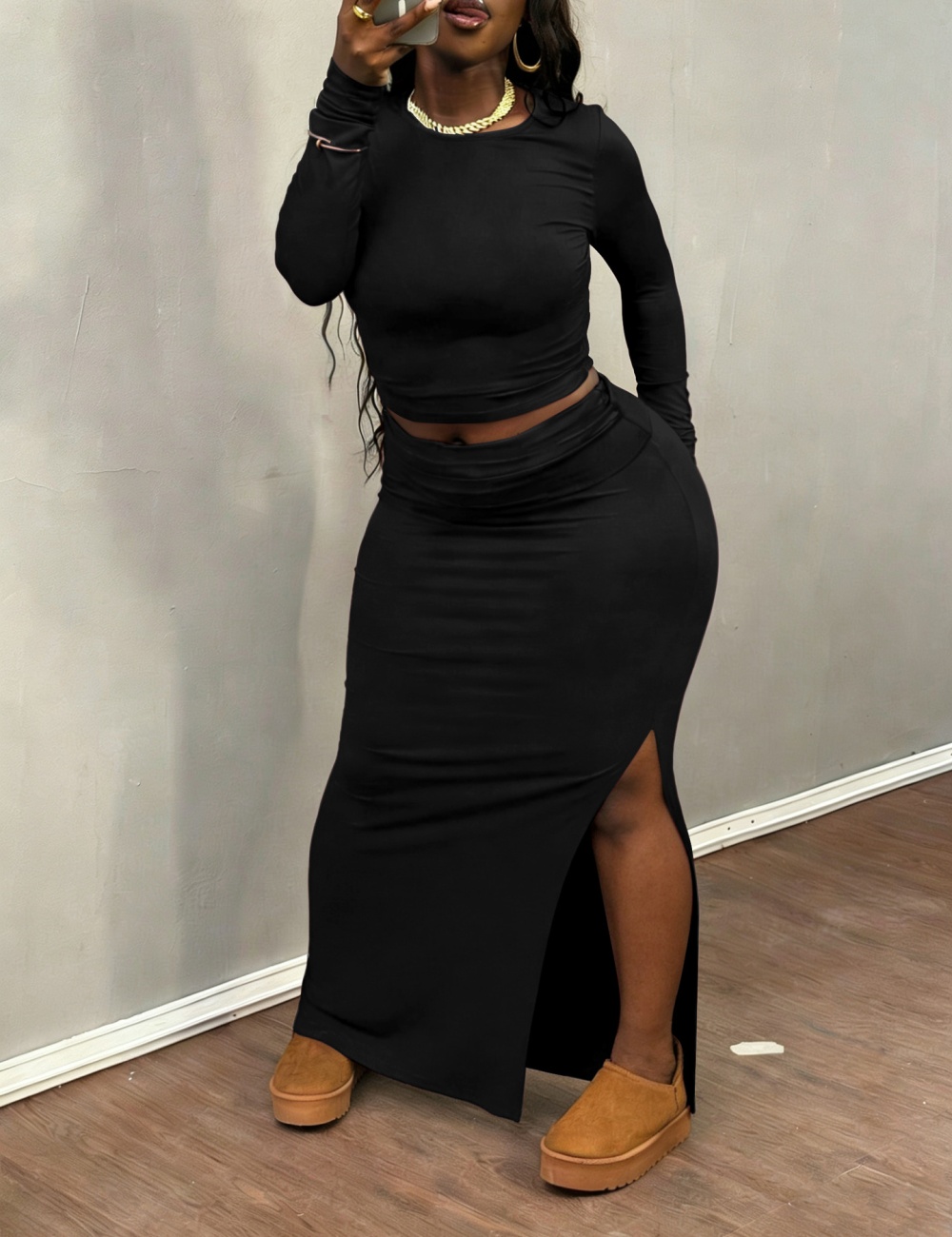 Large yard spicegirl tops Casual skirt 2pcs set for women