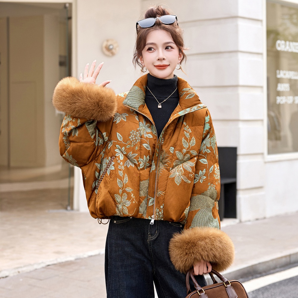 Fox fur down short thick winter down coat