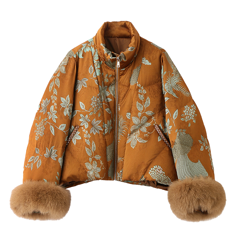 Fox fur down short thick winter down coat