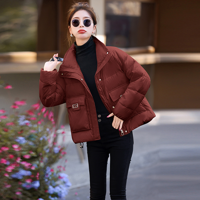 Thick duck down coat short winter down coat for women