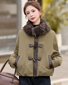 Thermal large lapel short coat thick winter down coat