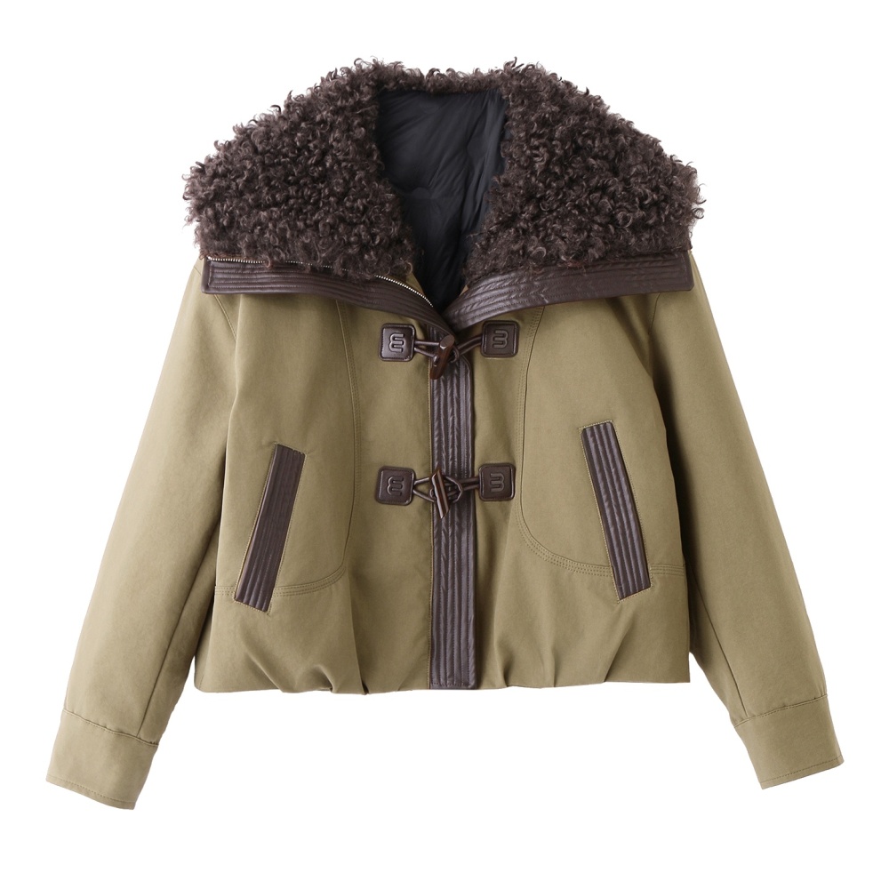 Thermal large lapel short coat thick winter down coat