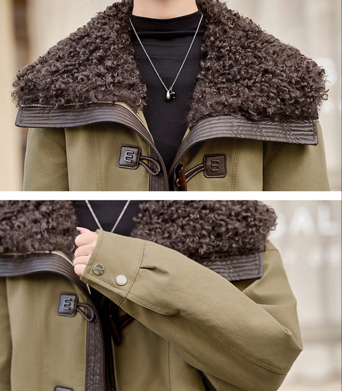 Thermal large lapel short coat thick winter down coat