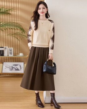 Chanelstyle Casual long skirt sweet sweater 2pcs set