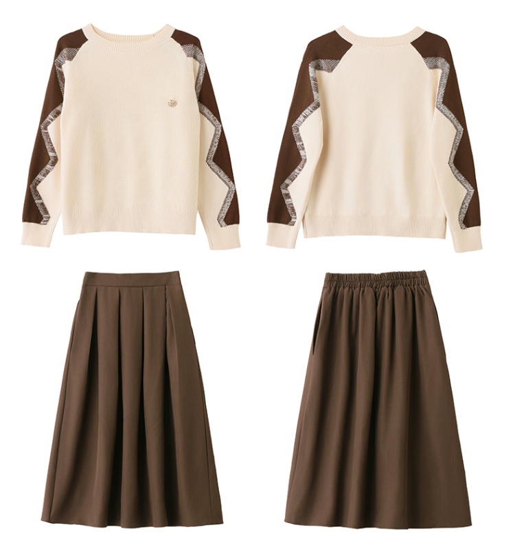 Chanelstyle Casual long skirt sweet sweater 2pcs set