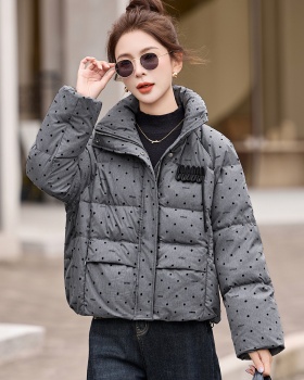 Polka dot duck down down coat Western style coat for women