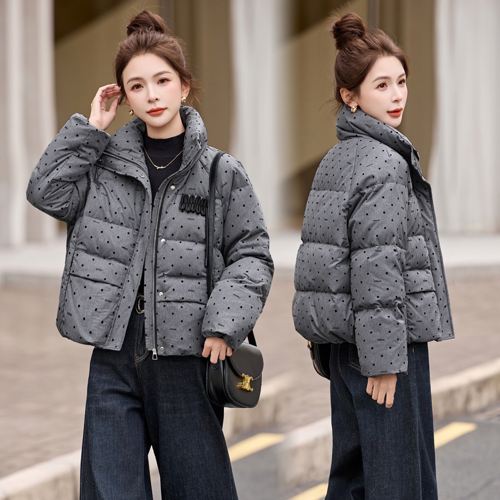 Polka dot duck down down coat Western style coat for women