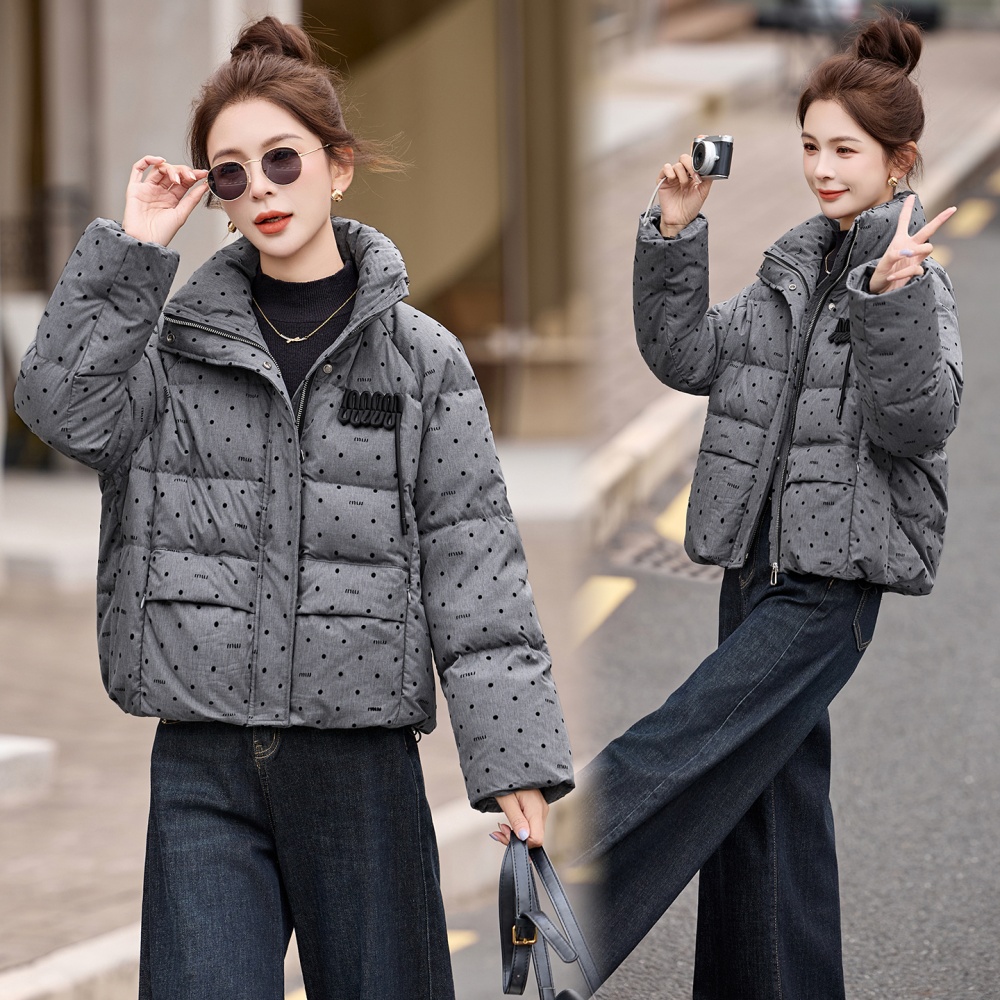 Polka dot duck down down coat Western style coat for women