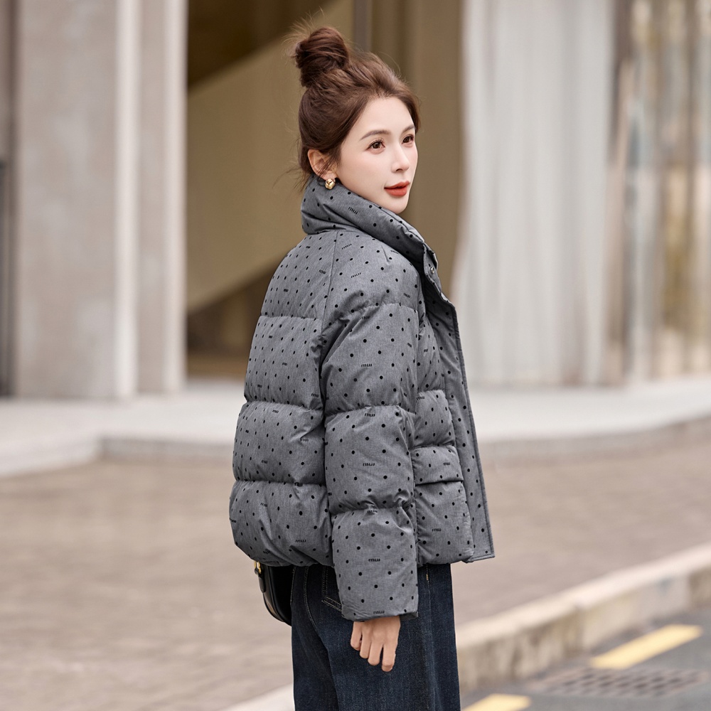 Polka dot duck down down coat Western style coat for women