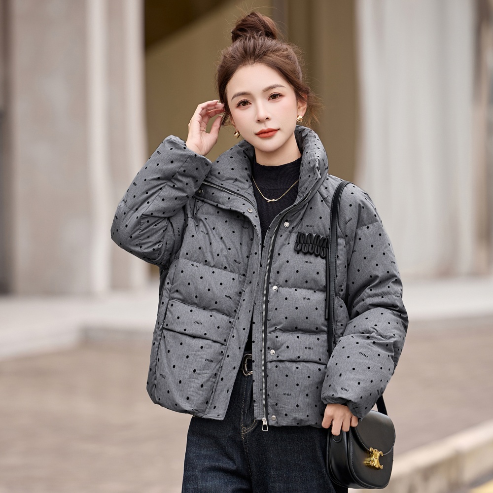 Polka dot duck down down coat Western style coat for women