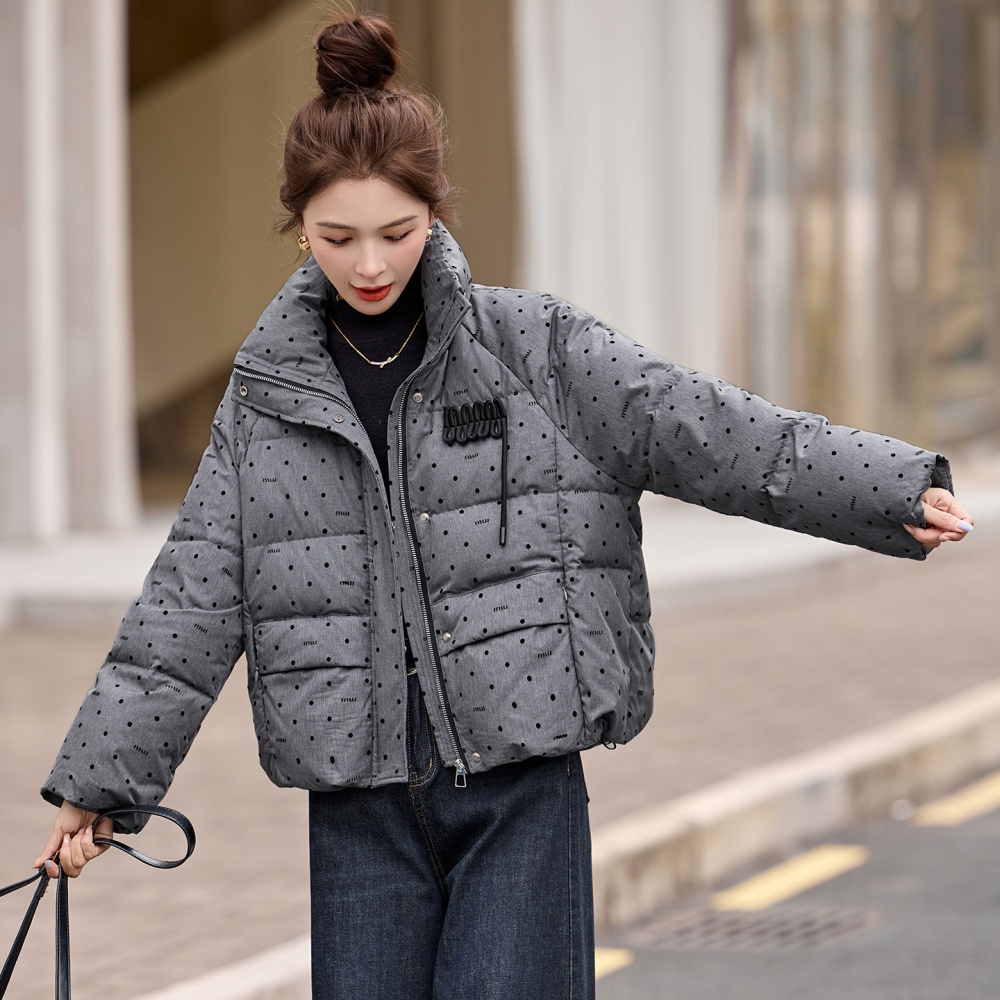 Polka dot duck down down coat Western style coat for women