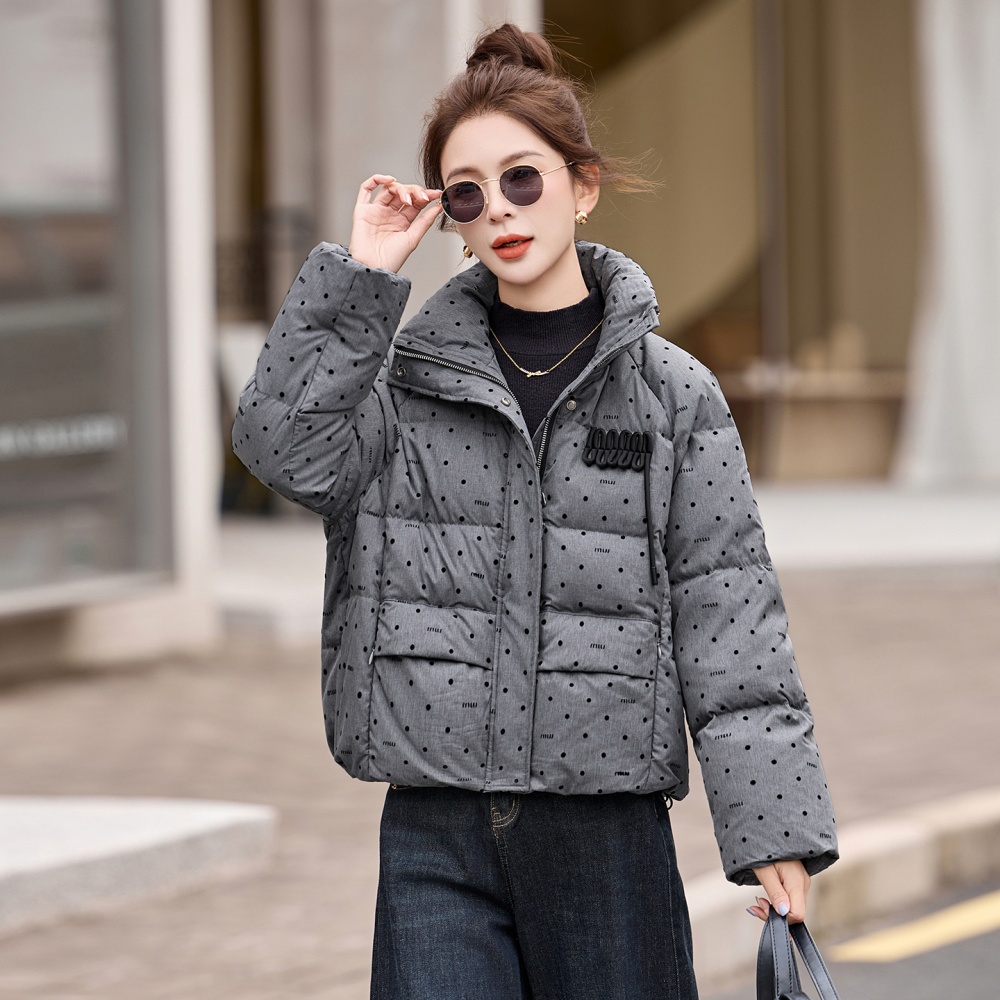 Polka dot duck down down coat Western style coat for women