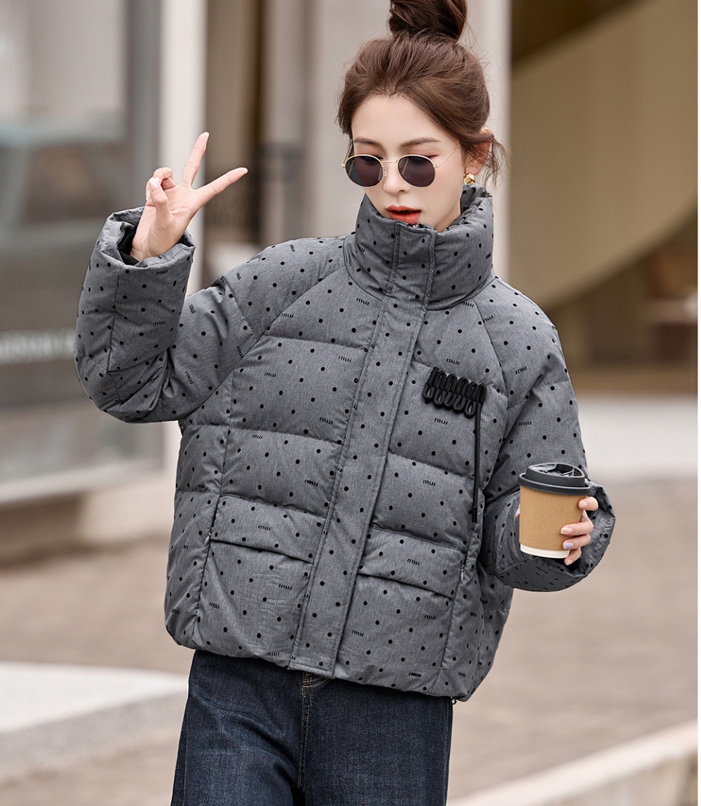 Polka dot duck down down coat Western style coat for women