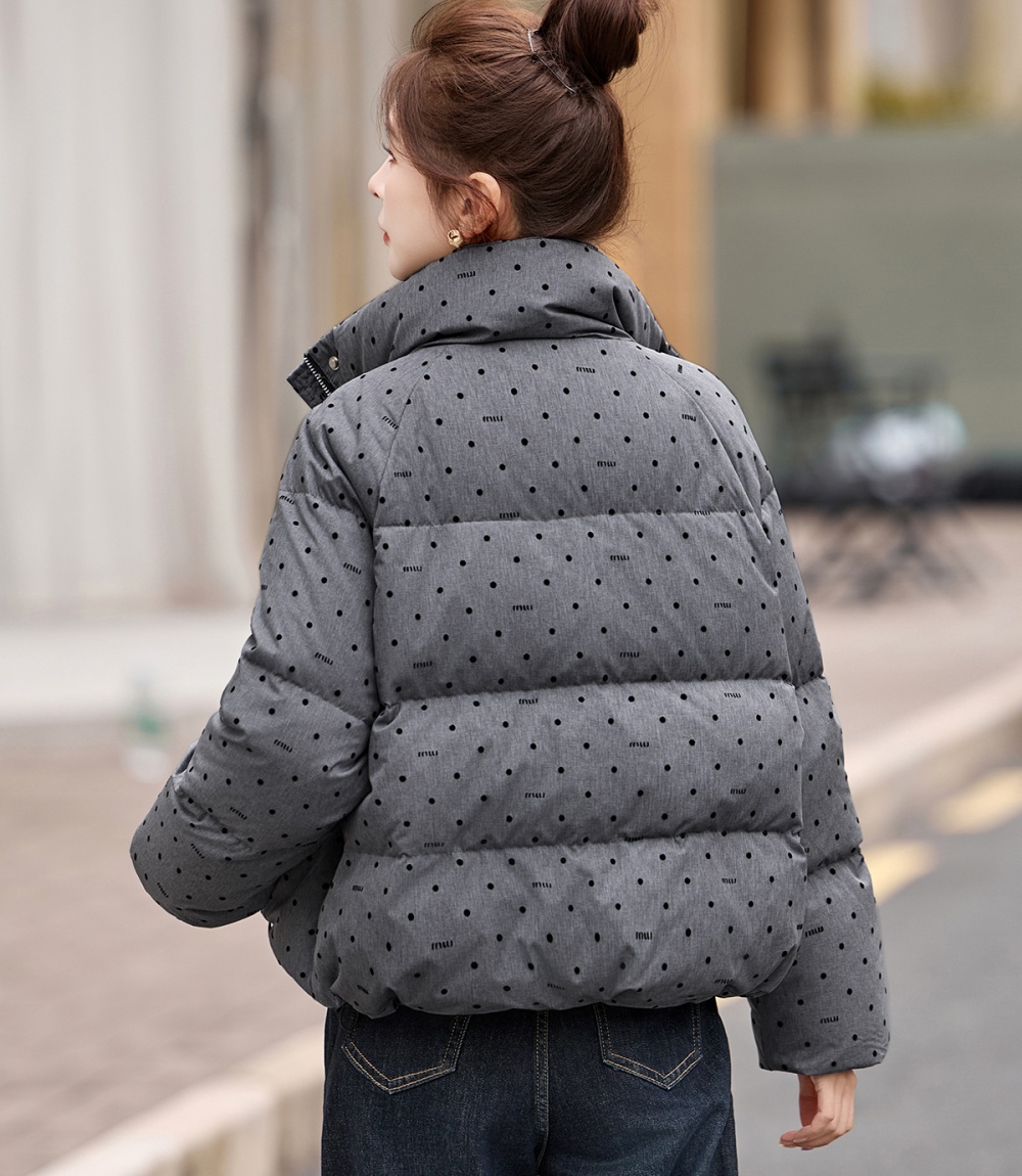 Polka dot duck down down coat Western style coat for women