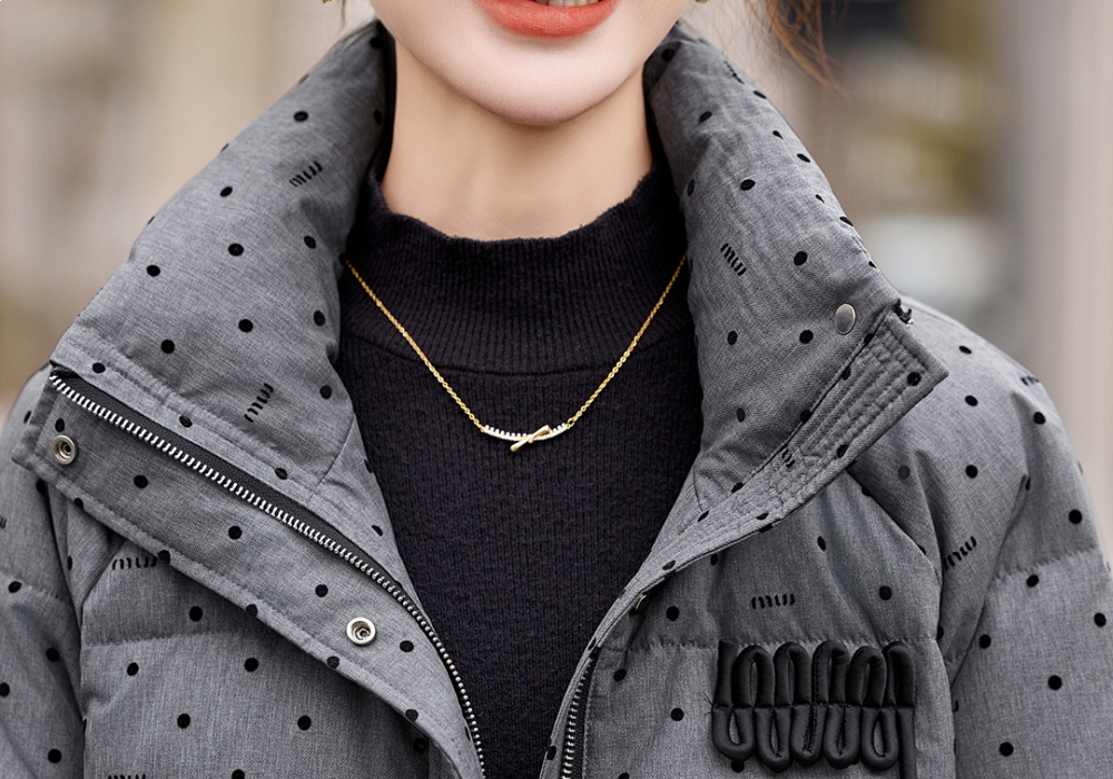 Polka dot duck down down coat Western style coat for women