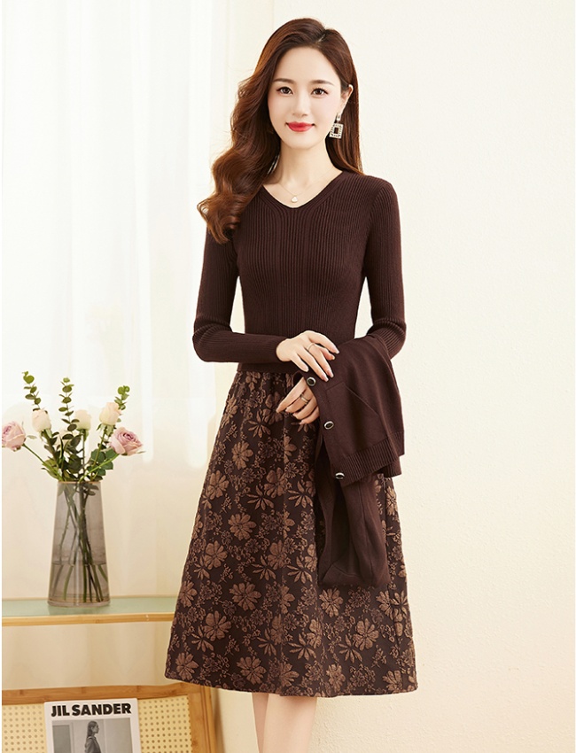 Fashion autumn and winter dress 2pcs set for women