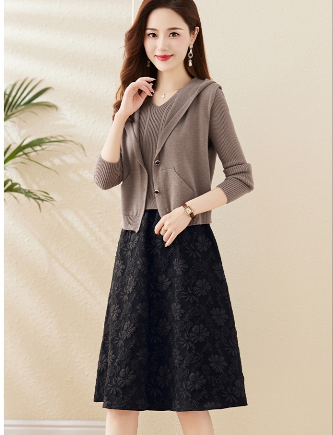 Fashion autumn and winter dress 2pcs set for women