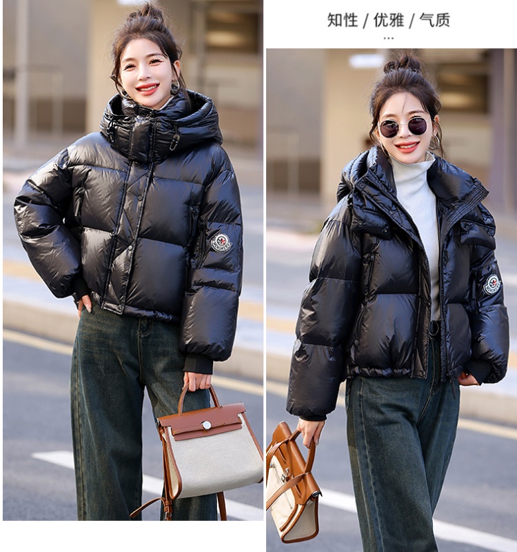 Velvet jacket glossy short winter down coat