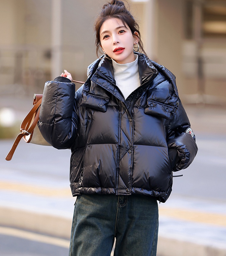 Velvet jacket glossy short winter down coat