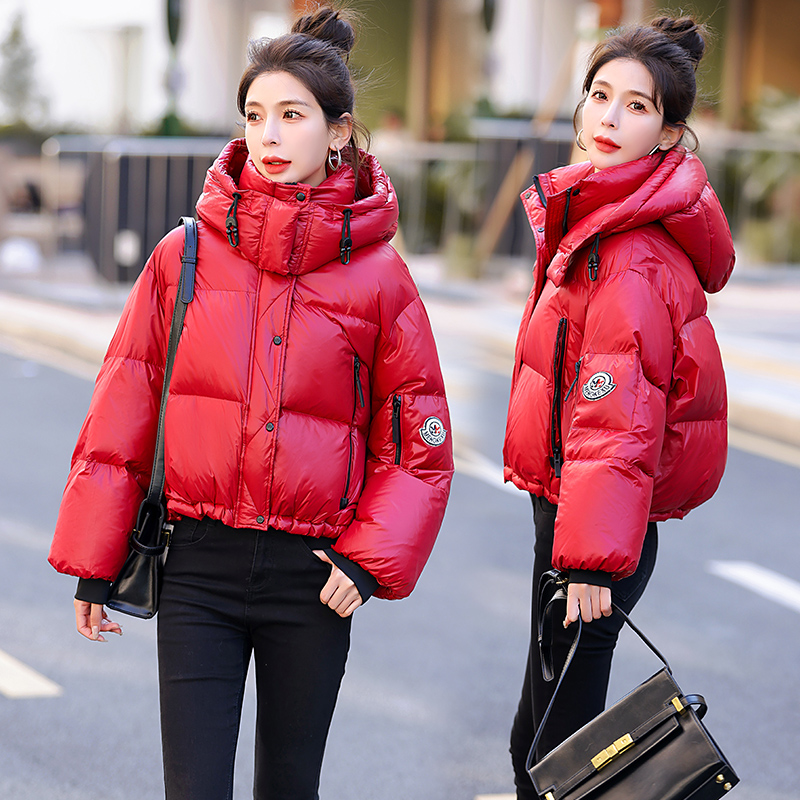 Velvet jacket glossy short winter down coat