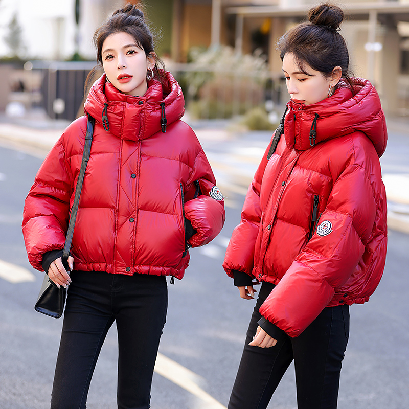 Velvet jacket glossy short winter down coat